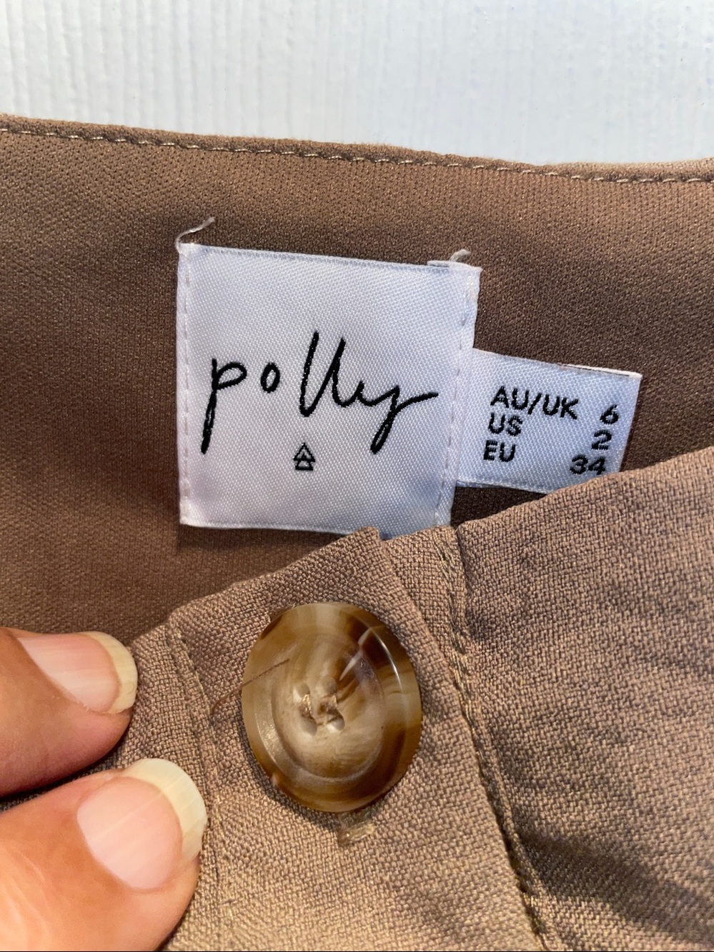 Brown Button-Front Mini Dress with Puff Sleeves - Picture 2 of 3